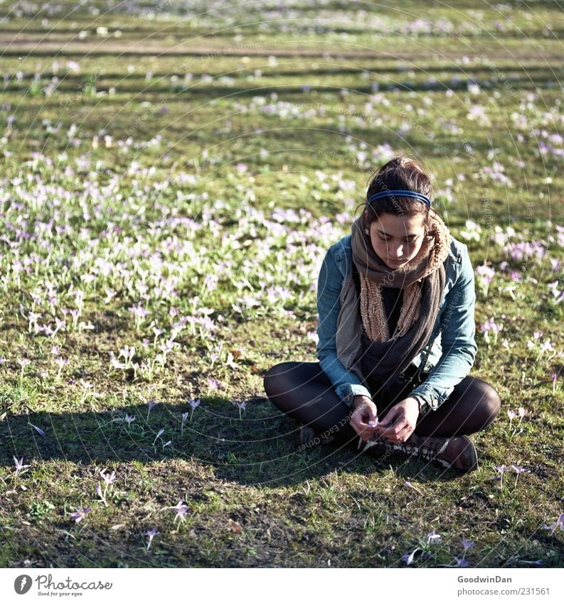 genau so. Mensch feminin Junge Frau Jugendliche Erwachsene 1 Umwelt Natur Wetter Schönes Wetter Pflanze Park sitzen träumen warten frei schön Stimmung Farbfoto