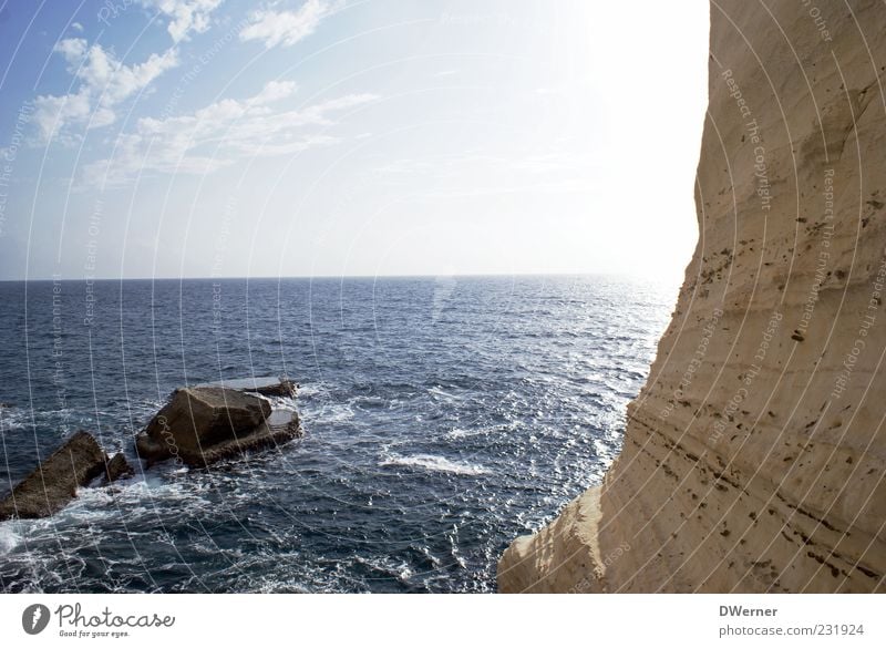 Rosch haNikra Ferien & Urlaub & Reisen Ferne Meer Insel Berge u. Gebirge Umwelt Natur Landschaft Himmel Sommer Schönes Wetter Felsen Küste Stein schön Erholung