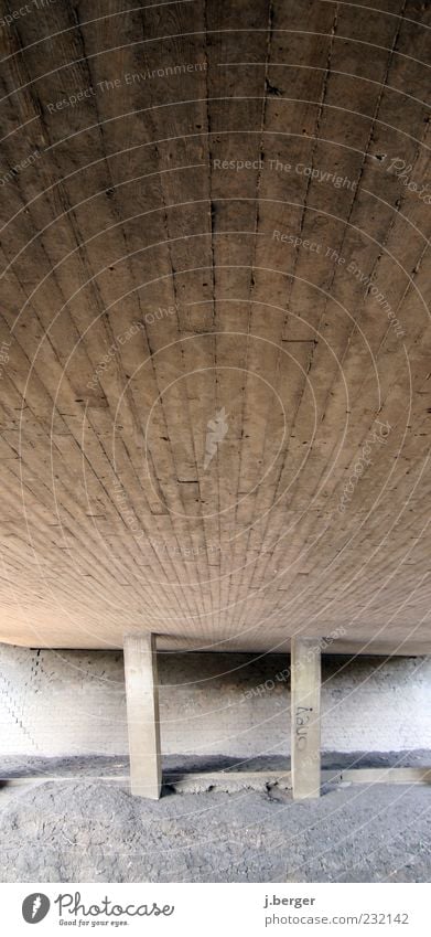 one! Brücke Stein Beton eckig grau Linie vertikal Brückenpfeiler Bauwerk Farbfoto Außenaufnahme Menschenleer Textfreiraum oben Textfreiraum unten Tag Weitwinkel