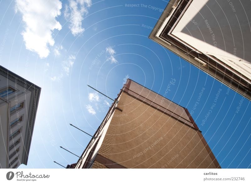 Göttinger Ecken IV Haus ästhetisch Wolkenloser Himmel Schönes Wetter Mauer Wand Fassade Fenster blau Menschenleer Farbfoto Sonnenlicht Starke Tiefenschärfe