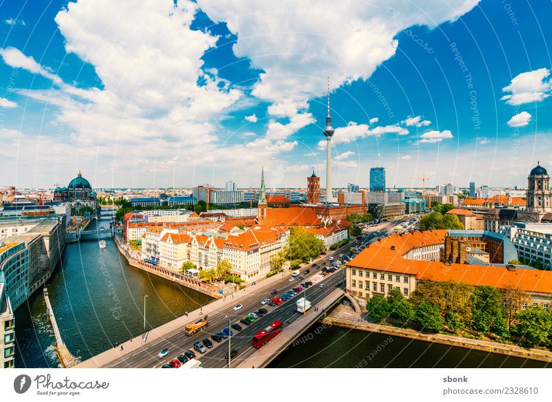 Berlin Sommerpanorama Ferien & Urlaub & Reisen Stadt Hauptstadt Skyline Turm Sehenswürdigkeit Wahrzeichen Deutschland Großstadt architecture german urban