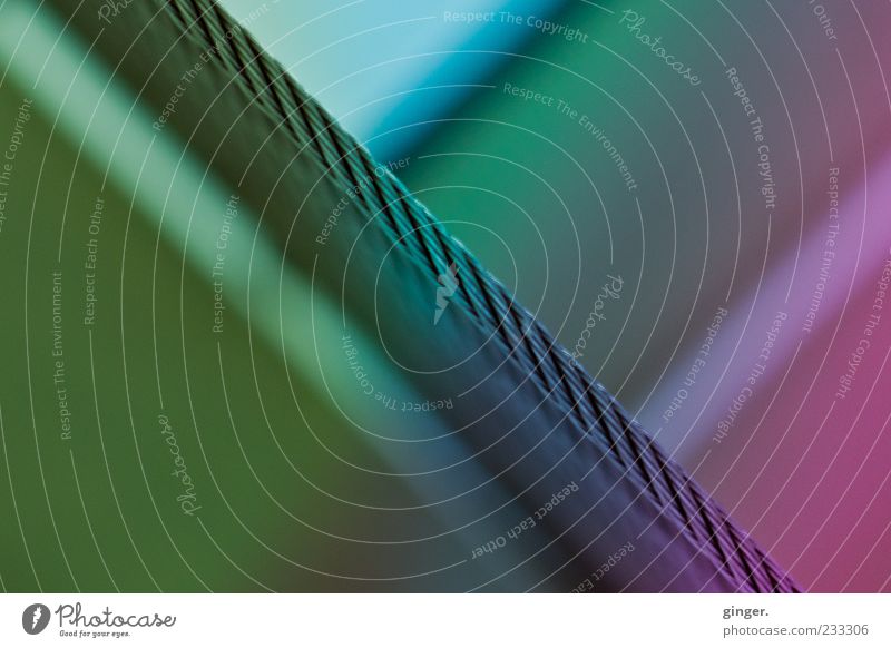 Farbenspiel Architektur mehrfarbig Farbverlauf Verlauf Stahlkabel Treppenhaus gedreht Geländer Unschärfe regenbogenfarben Farbfoto Innenaufnahme Nahaufnahme