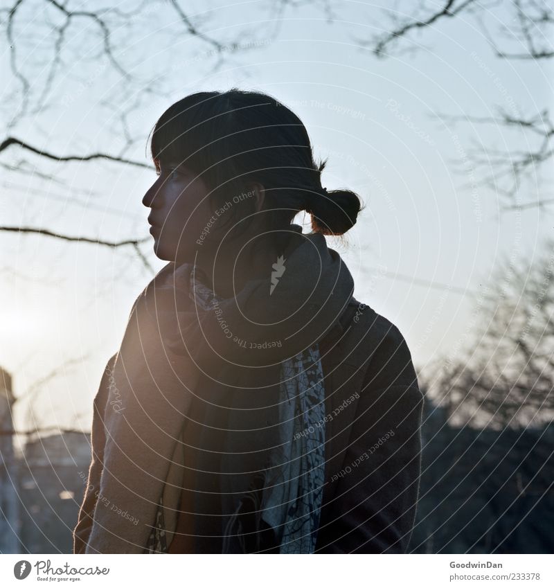 alles gesagt. Mensch feminin Junge Frau Jugendliche Erwachsene 1 Umwelt Natur Denken hören warten schön Gefühle Stimmung Fernweh Einsamkeit Farbfoto