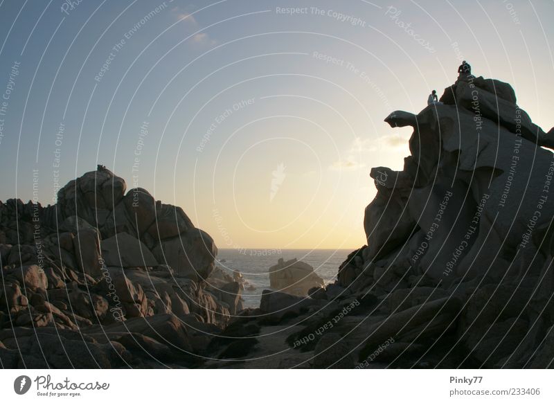 Capo Testa - Sardinien Ferien & Urlaub & Reisen Ausflug Ferne Sommerurlaub Meer Mensch 2 Natur Wasser Sonnenaufgang Sonnenuntergang Felsen Küste Bucht