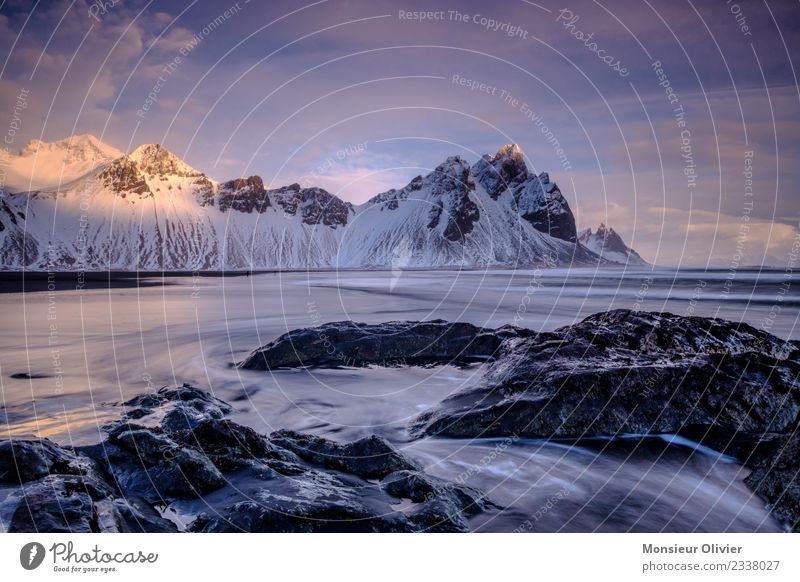 Vestrahorn, Island Landschaft Berge u. Gebirge Gipfel Schneebedeckte Gipfel Küste blau vestrahorn Europa Reisefotografie Ferien & Urlaub & Reisen Abenteuer