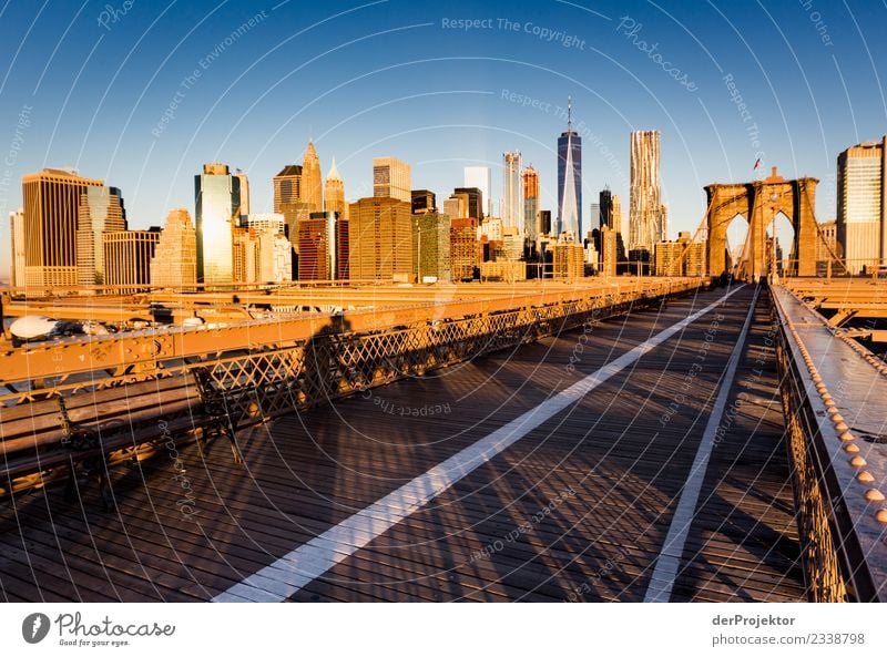 Morgens auf der Brooklyn Bridge I Starke Tiefenschärfe Kontrast Schatten Licht Tag Textfreiraum Mitte Textfreiraum unten Textfreiraum links Textfreiraum rechts