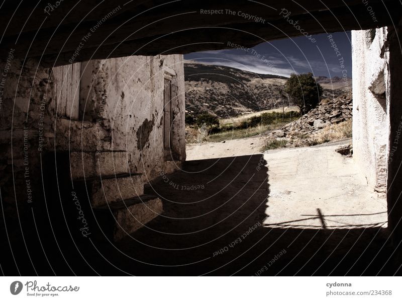 Bergdorf Ferne Freiheit Umwelt Natur Landschaft Himmel Baum Berge u. Gebirge Dorf Haus Treppe Fassade Tür Einsamkeit einzigartig entdecken Erholung Idylle Leben