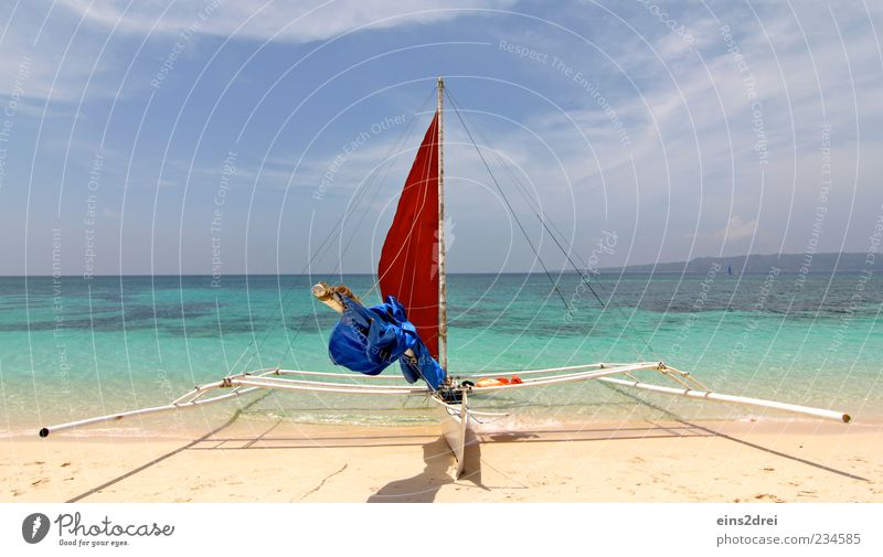 ...die Segel setzen, und los! Ferne Freiheit Strand Meer Wassersport Segeln Umwelt Natur Landschaft Urelemente Sand Luft Himmel Wolken Horizont Schönes Wetter