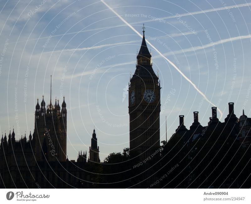 Big Ben Crossings Himmel Sonnenaufgang Sonnenuntergang Schönes Wetter London England Großbritannien Europa Hauptstadt Stadtzentrum Skyline Kirche Bauwerk