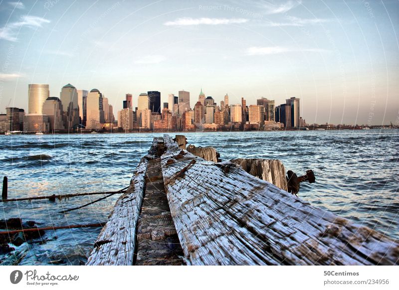 Skyline of New York City Downtown Lifestyle Ferien & Urlaub & Reisen Tourismus Ausflug Sightseeing Städtereise Sommer Wasser Horizont Schönes Wetter Flussufer