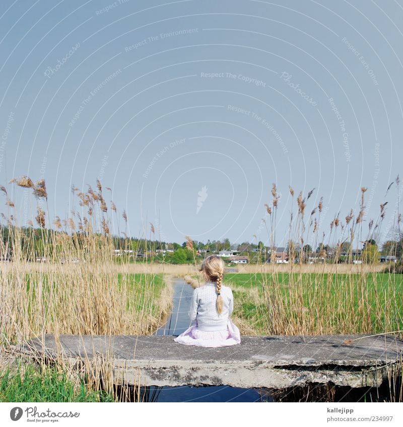 über sieben brücken... feminin Mädchen Kindheit Leben Haare & Frisuren 1 Mensch 8-13 Jahre Umwelt Natur Landschaft Wasser Frühling Schönes Wetter Pflanze