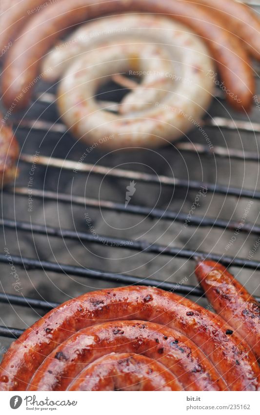 ERLEDIGT !! Fleisch Wurstwaren Ernährung Grill Grillen Grillsaison Grillplatz Grillrost heiß lecker braun knusprig Schnecke gerollt Spirale Strukturen & Formen