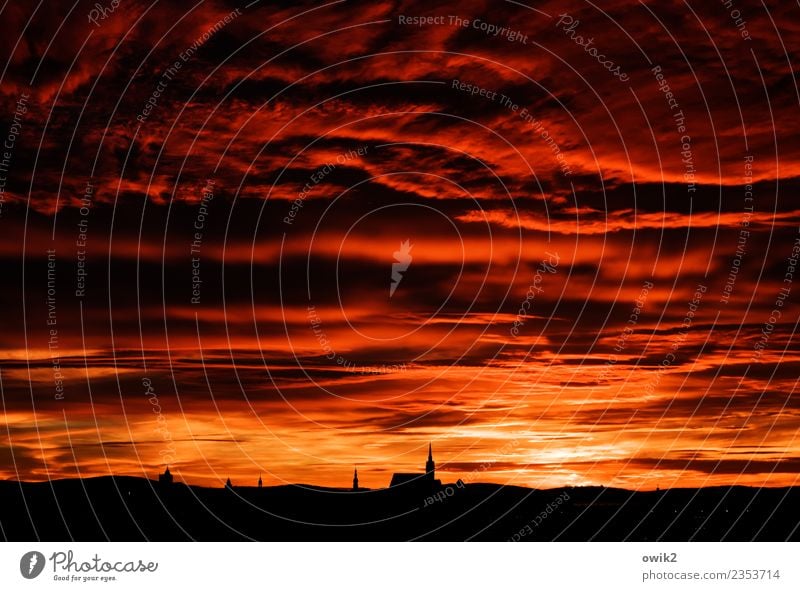 Hernach Landschaft Himmel Wolken Horizont Bautzen Deutschland Lausitz Kleinstadt Stadtzentrum Skyline Kirche Dom leuchten außergewöhnlich gigantisch glänzend