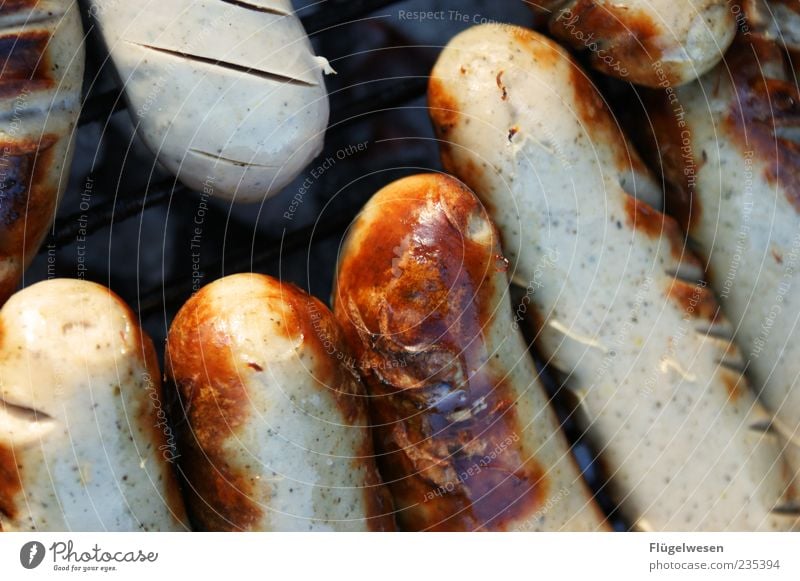 Phosphatstangen Lebensmittel Fleisch Wurstwaren Ernährung Fastfood Duft lecker Grillen Griller Grillsaison Bratwurst Currywurst Farbfoto Außenaufnahme