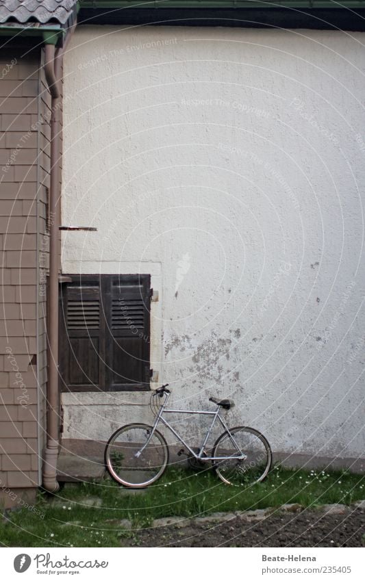 Manchmal gibt es kein Zurück Haus Garten Leben Fahrrad alt kaputt braun silber weiß Sorge Sehnsucht Heimweh Einsamkeit anstrengen Endzeitstimmung Unbewohnt