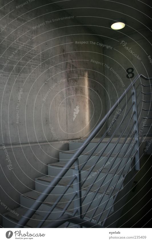 Stairway to Beton Haus Industrieanlage Fabrik Flughafen Parkhaus Bauwerk Gebäude Architektur Mauer Wand Treppe Fassade Stein Metall Stahl Ziffern & Zahlen