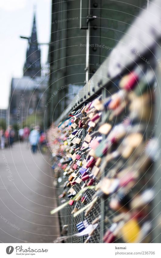 Ewige Liebe (für bitti) Köln Stadt Kirche Dom Brücke Bauwerk Gebäude Eisenbahnbrücke Zaun Sehenswürdigkeit Wahrzeichen Kölner Dom Hohenzollernbrücke Schloss