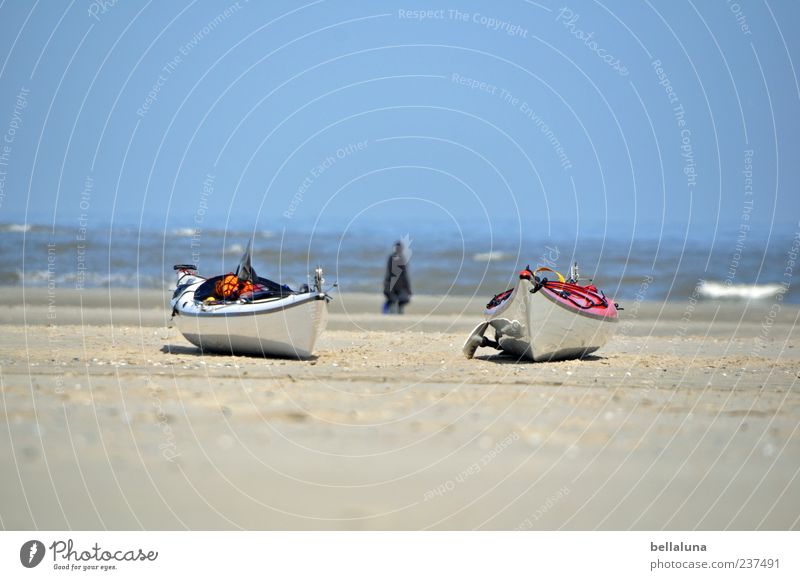 Spiekeroog | Im Doppelpack günstiger. Mensch Erwachsene 1 Natur Sand Wasser Himmel Wolkenloser Himmel Sommer Schönes Wetter Küste Strand Nordsee Meer schön