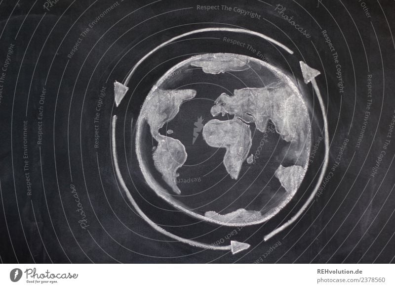 Tafelzeichnung | Weltkugel Kreislauf Umwelt Klima Klimawandel Globus Erde Idee innovativ Kreativität Umweltverschmutzung Umweltschutz Recycling Kreide Zeichnung