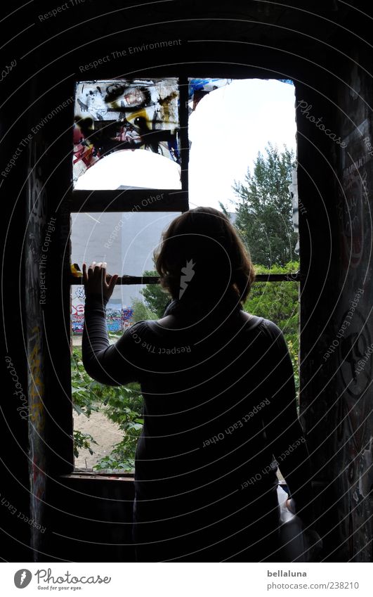 Fotoline Mensch feminin Frau Erwachsene Leben Kopf Haare & Frisuren Rücken Arme Hand Finger 1 Natur Landschaft Pflanze Sommer Schönes Wetter Baum Sträucher