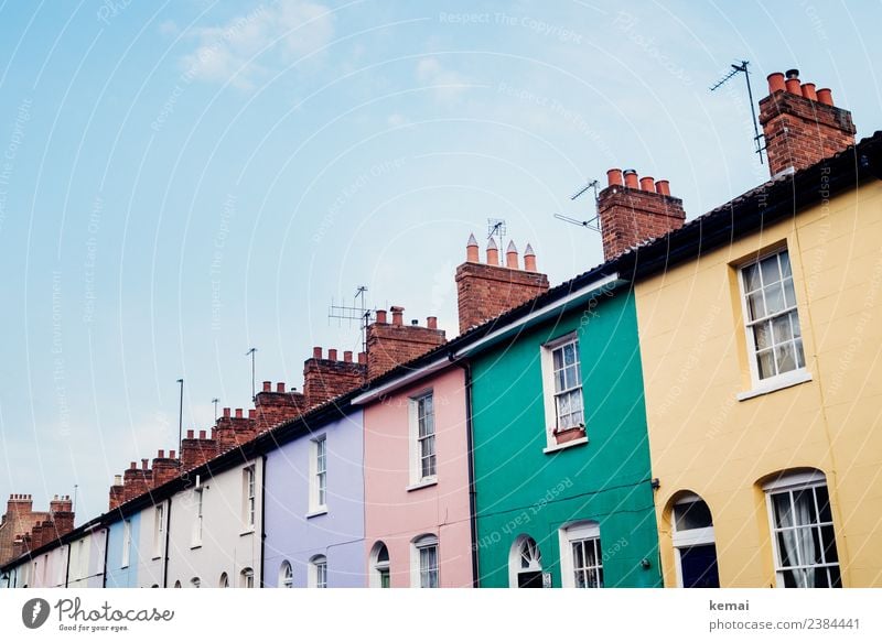 Bunte Häuserfronten in Oxford harmonisch Ferien & Urlaub & Reisen Ausflug Himmel Schönes Wetter England Stadt Stadtrand Haus Einfamilienhaus Gebäude Fassade