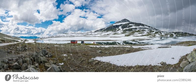 Norway Panorama Ferien & Urlaub & Reisen Tourismus Abenteuer Ferne Freiheit Berge u. Gebirge wandern Landschaft Urelemente Erde Himmel Wolken Wetter Schnee