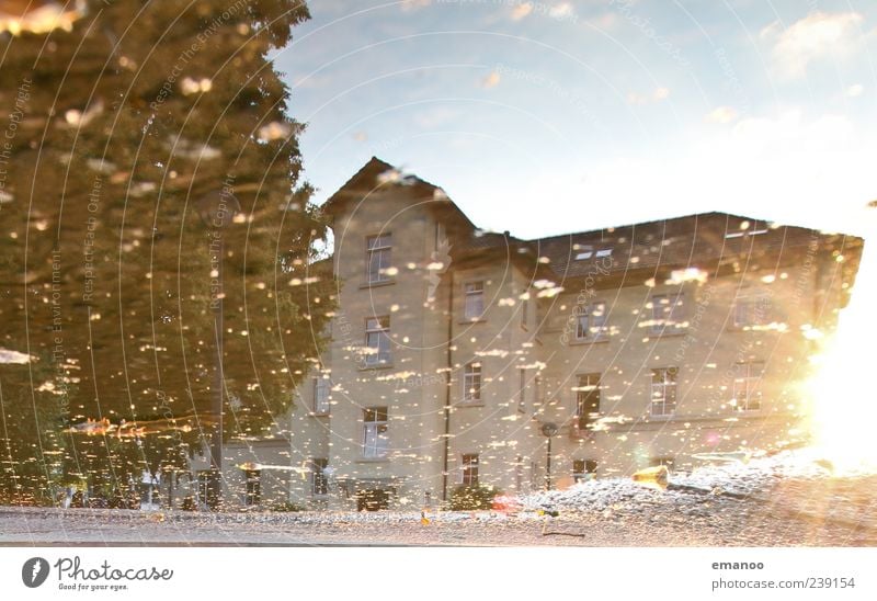 Spiegelwohnheim Landschaft Wasser Himmel Sonne Sonnenaufgang Sonnenuntergang Sommer Klima Wetter Schönes Wetter Baum Haus Bauwerk Gebäude Architektur Fassade