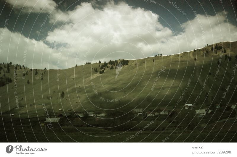 Wolkenberge Umwelt Natur Landschaft Pflanze Himmel Horizont Klima Schönes Wetter Baum Gras Sträucher Wiese Berge u. Gebirge Karpaten Osteuropa Rumänien Dorf