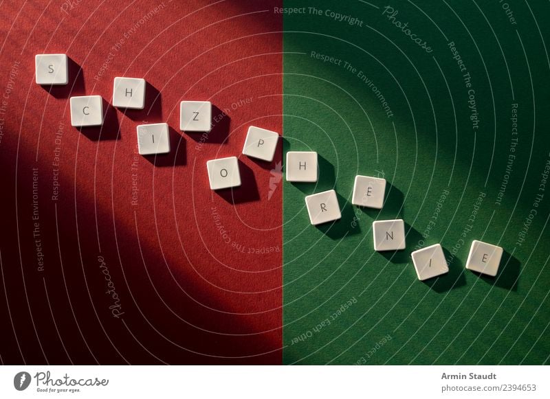 Schitzophrenie Lifestyle Stil Design Gesundheit Gesundheitswesen Behandlung Krankheit Medikament Zeichen Schriftzeichen grün rot Gefühle Stimmung Angst