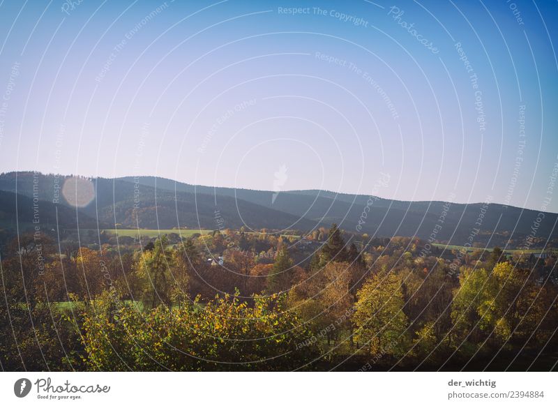 Saaletal - ein Landschaftsfoto Ferien & Urlaub & Reisen Tourismus Ausflug Ferne Sommer Sonne Berge u. Gebirge wandern Umwelt Natur Himmel Horizont Sonnenlicht