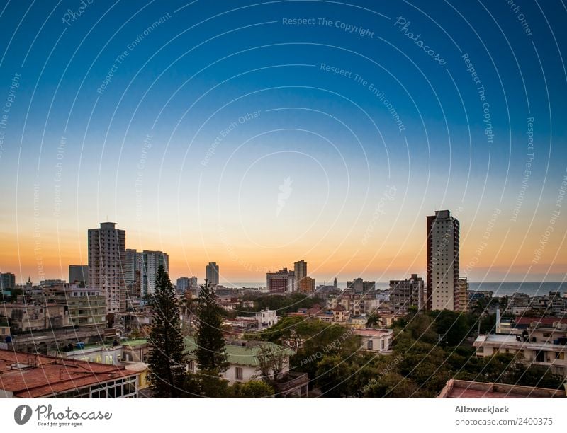 Blick über die Skyline von Havanna in Kuba Panorama (Aussicht) Sonnenuntergang Sommer Postkarte Ferien & Urlaub & Reisen Abenddämmerung Menschenleer Palme Insel