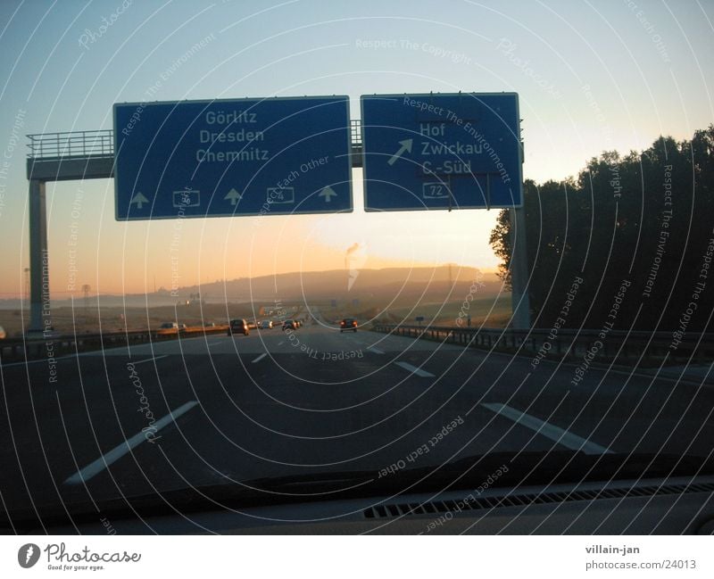 der weg zur Arbeit Sonnenaufgang Autobahn Chemnitz Verkehr Morgen A4