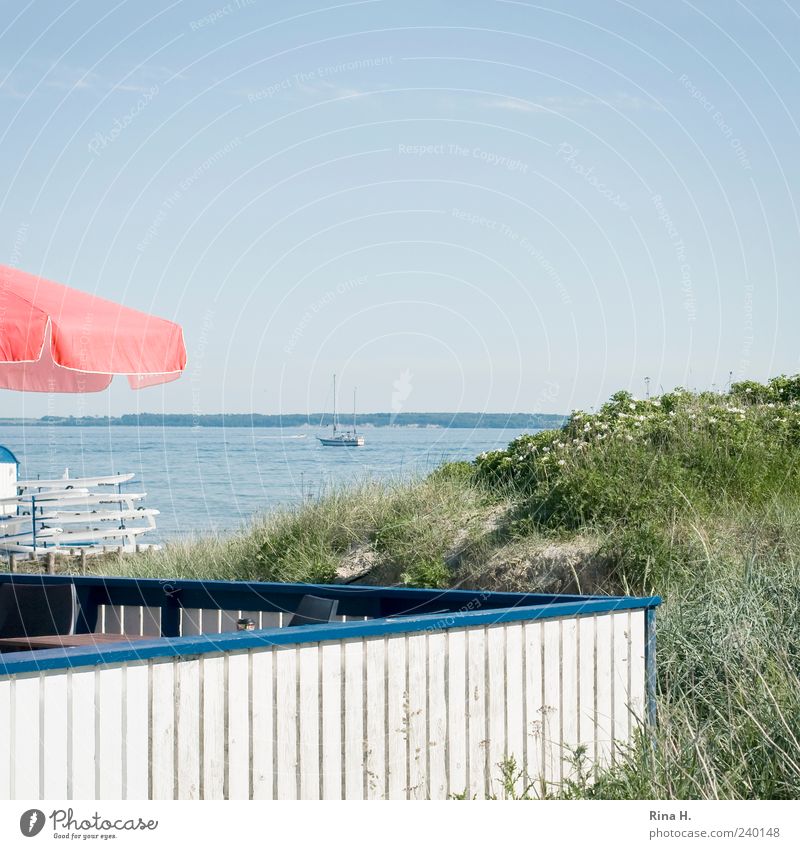 Like Ice in the Sunshine Lifestyle Strandbar Landschaft Wasser Himmel Horizont Sommer Ostsee Terrasse Segelboot hell Erholung Freizeit & Hobby