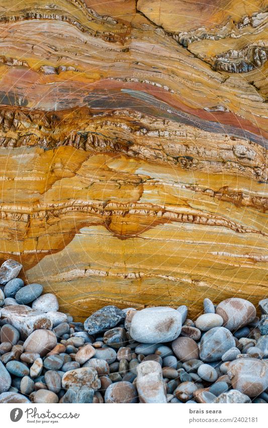 Sedimentäre Gesteinsstruktur Ferien & Urlaub & Reisen Strand Meer Wissenschaften Geografie Geologie Geologen Natur Küste alt außergewöhnlich kaputt maritim