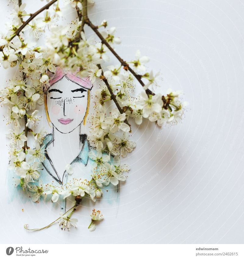 Hello spring Basteln zeichnen Dekoration & Verzierung feminin Junge Frau Jugendliche Natur Pflanze Frühling Blüte Wildpflanze Accessoire Papier Holz atmen