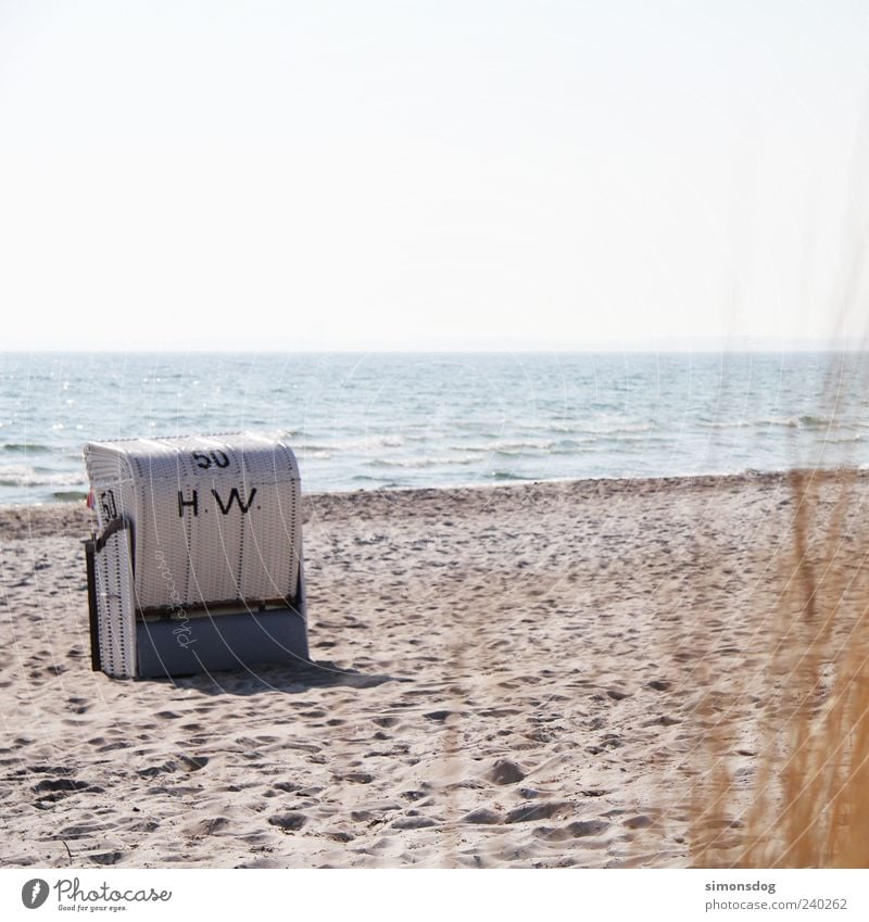 brise pause Landschaft Sand Wasser Himmel Horizont Sommer Schönes Wetter Strand Ostsee Meer Ferien & Urlaub & Reisen Ferne ruhig Fernweh Strandkorb