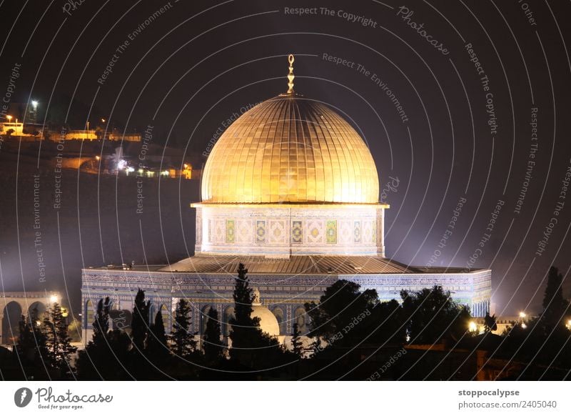 Felsendom in Jerusalem bei Nacht Israel Stadtzentrum Altstadt Dom Bauwerk Gebäude Architektur Sehenswürdigkeit Wahrzeichen Ferien & Urlaub & Reisen alt