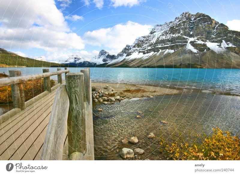 Postkarte aus Kanada Freiheit Berge u. Gebirge Natur Landschaft Wasser Wolken Schneebedeckte Gipfel Seeufer Banff National Park Menschenleer ästhetisch wild