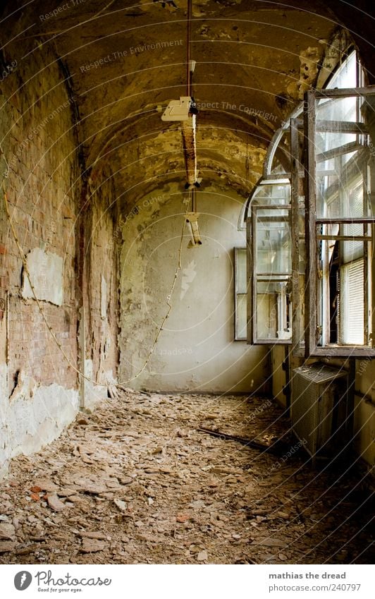 WIE AUF SCHERBEN GEHEN Menschenleer Industrieanlage Fabrik Ruine Bauwerk Gebäude Architektur Mauer Wand Fenster Stein ästhetisch außergewöhnlich dreckig schön