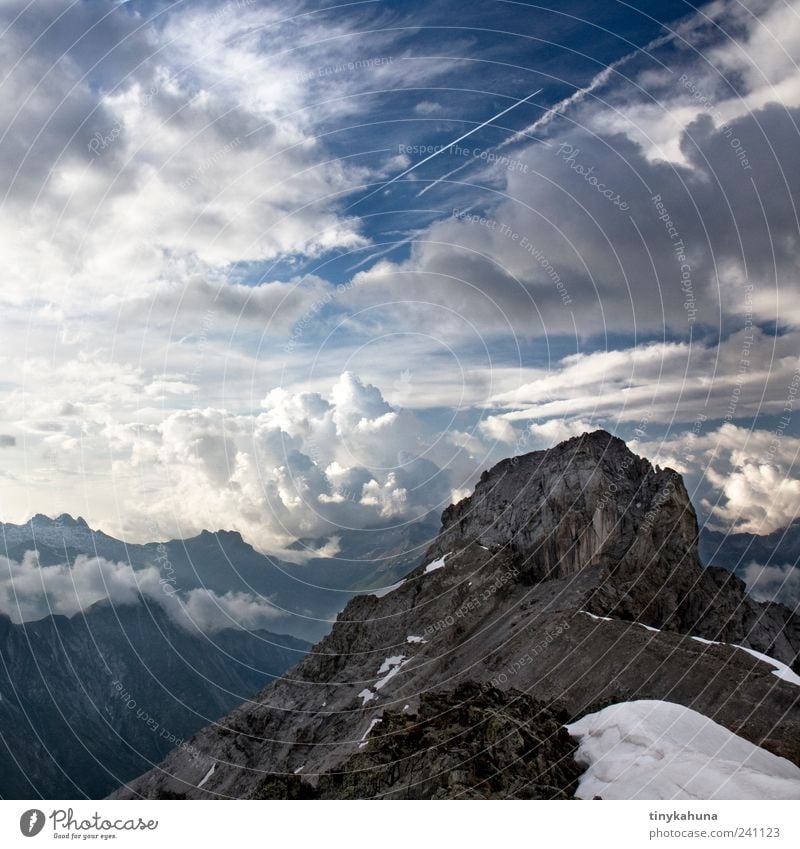 Holzgauer Wetterspitze Sommer Berge u. Gebirge Natur Landschaft Urelemente Himmel Gewitterwolken Felsen Lechtal Gipfel frei Unendlichkeit hoch oben Spitze blau