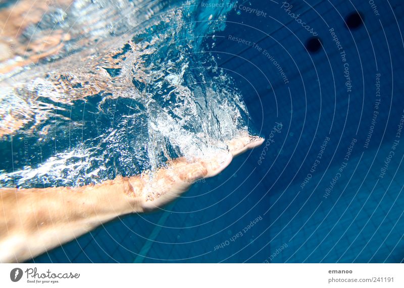 Luftzug Stil Freude Haut Wellness Leben Wohlgefühl Erholung Schwimmen & Baden Freizeit & Hobby Sport Wassersport tauchen Schwimmbad Mensch Mann Erwachsene Hand