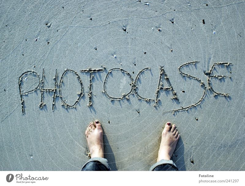 Photocase ist überall! Umwelt Natur Urelemente Erde Sand Sommer Küste Strand nass natürlich Barfuß Fuß Stein Strukturen & Formen Muster Farbfoto Gedeckte Farben