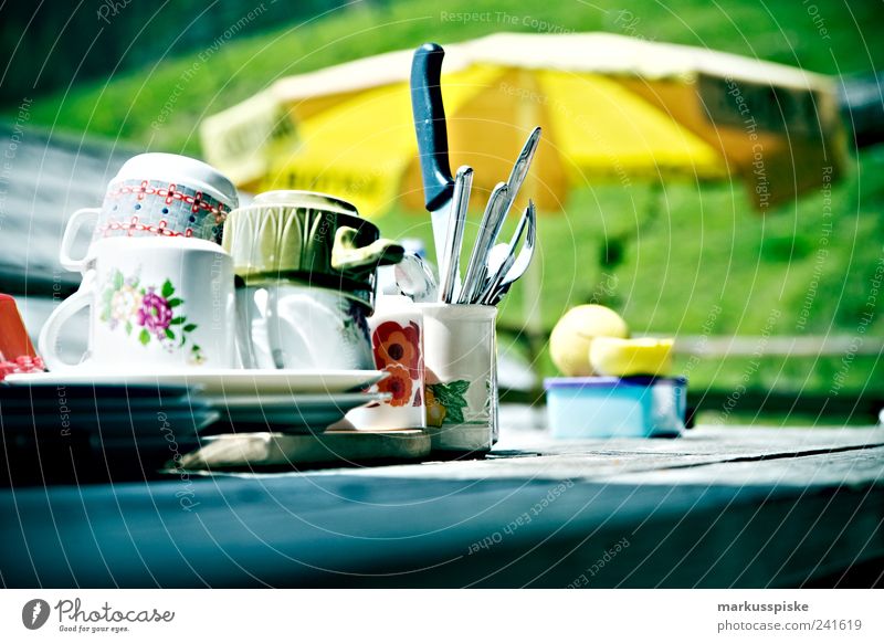 retro trash geschirr Ernährung Frühstück Mittagessen Kaffeetrinken Picknick Geschirr Teller Schalen & Schüsseln Topf Tasse Becher Besteck Messer Gabel Löffel