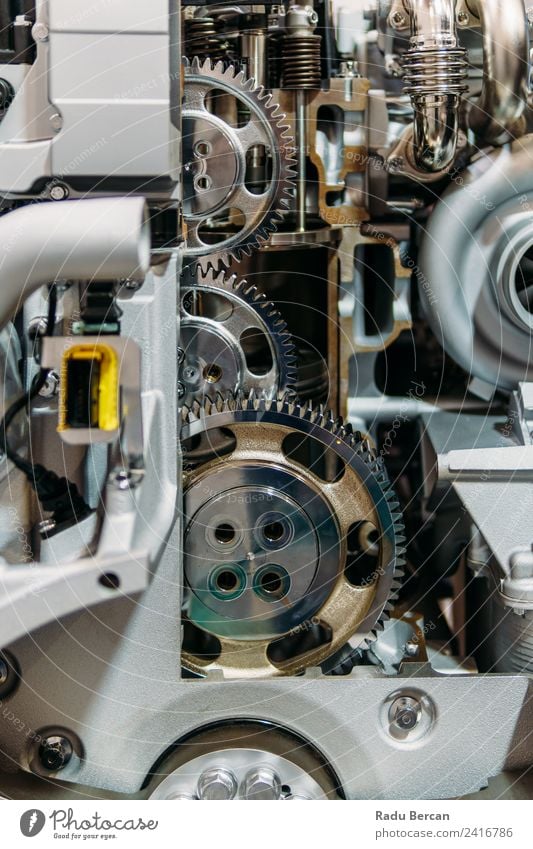 Zahnräder, Zahnräder und Räder im Lkw-Dieselmotor Design Arbeit & Erwerbstätigkeit Fabrik Industrie Maschine Motor Technik & Technologie Verkehr Fahrzeug PKW