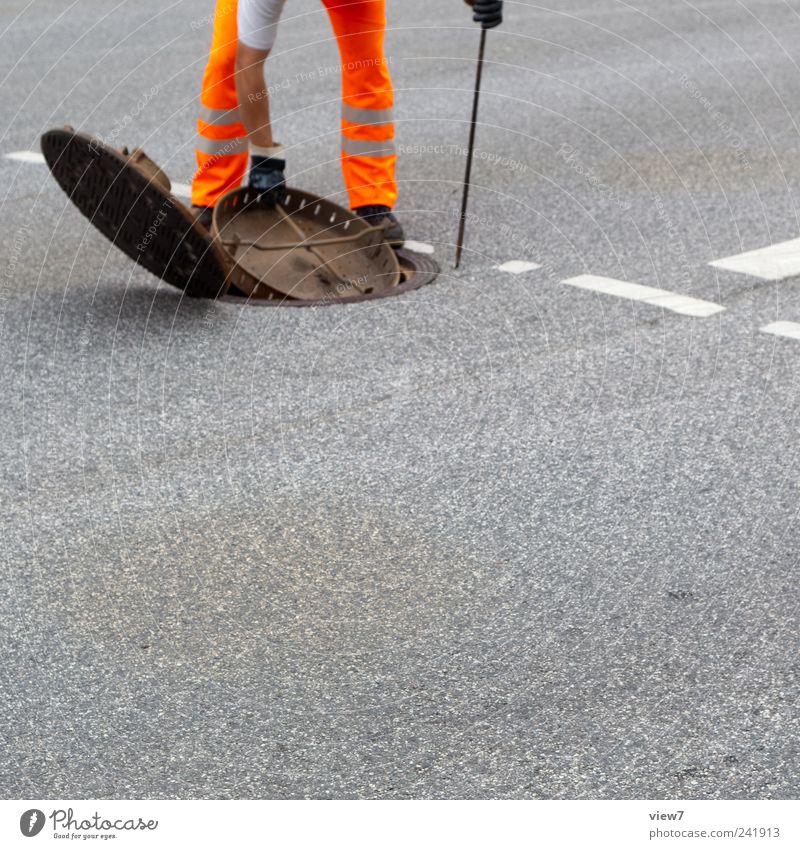 Underground Handwerker Baustelle Werkzeug Beine 1 Mensch Verkehr Verkehrswege Straße Wege & Pfade Stein Beton Arbeit & Erwerbstätigkeit gebrauchen machen Beginn