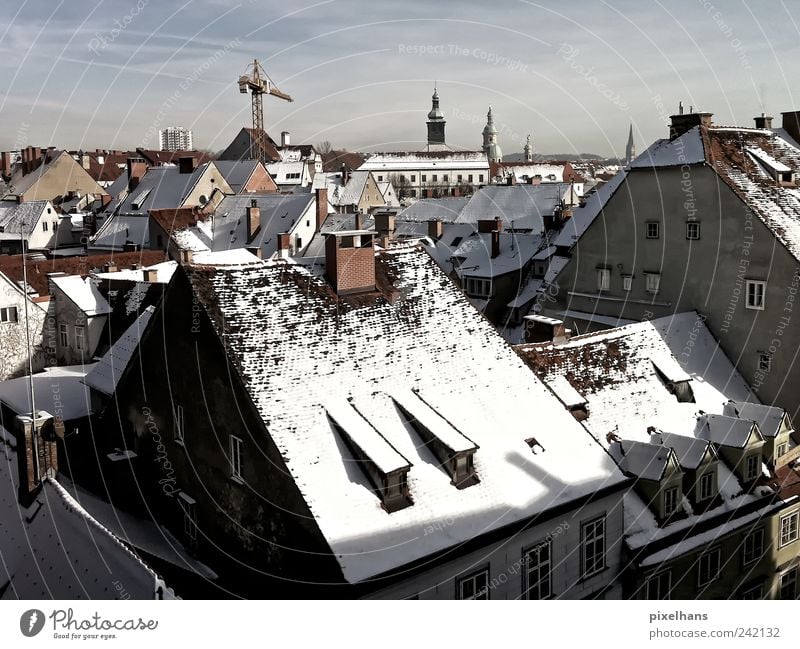 überblicken Ausflug Ferne Winter Schnee Umwelt Himmel Wolken Horizont Schönes Wetter Eis Frost Graz Österreich Europa Stadt Hauptstadt Stadtzentrum Altstadt