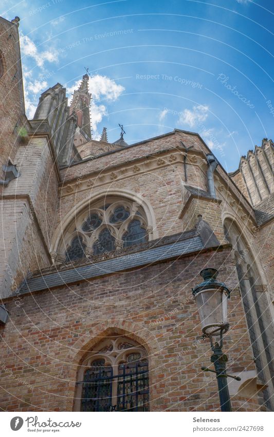 Brügge Tourismus Ausflug Sightseeing Städtereise Sommer Sommerurlaub Himmel Wolken Stadt Altstadt Kirche Dom Bauwerk Gebäude Architektur Mauer Wand Fassade