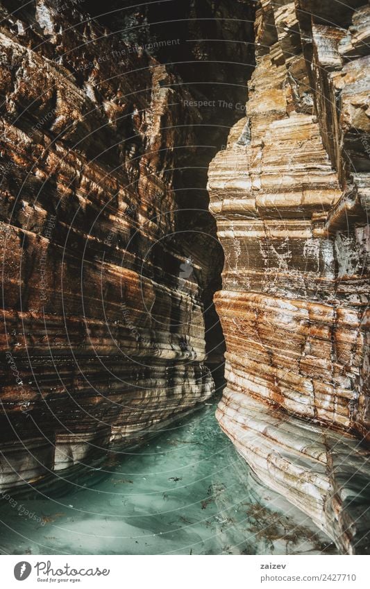 Steinkorridor des Strandes von Las Catedrales, Lugo, Spanien exotisch Ferien & Urlaub & Reisen Tourismus Meer Insel Wellen Natur Landschaft Sand Horizont Klima