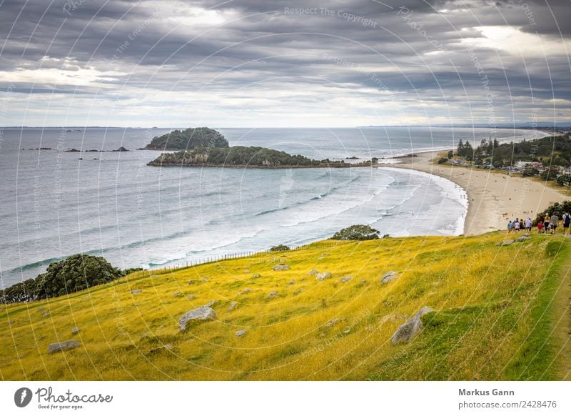 Mount Maunganui Neuseeland Erholung Sommer Strand Sand gelb grau tauranga maunganui Auckland plenty sky Großstadt Island water sea tourism ocean cloud mount