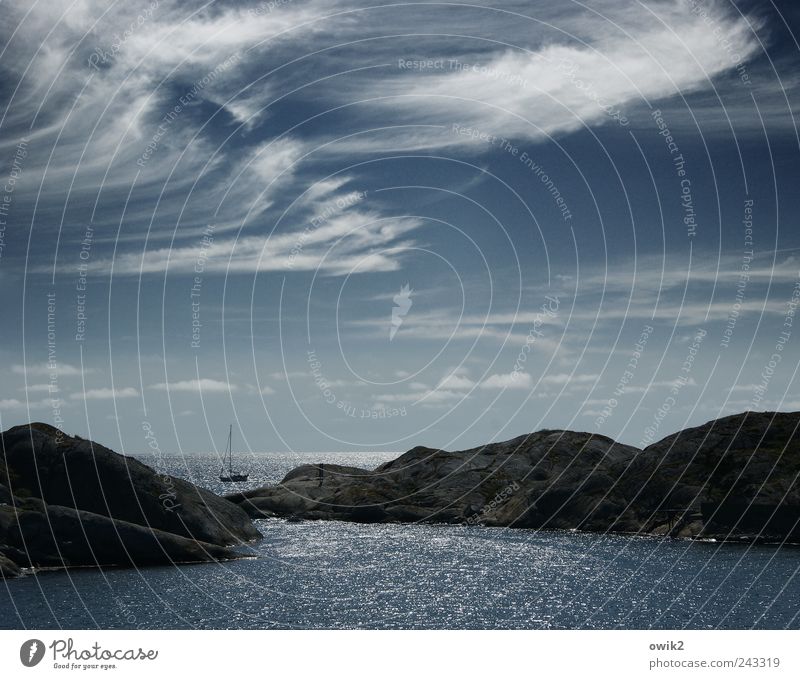 Schmachtfetzen Umwelt Natur Landschaft Luft Wasser Himmel Wolken Klima Schönes Wetter Wind Wellen Küste Bucht Meer Skagerrak Insel Granit Bootsfahrt Segelboot